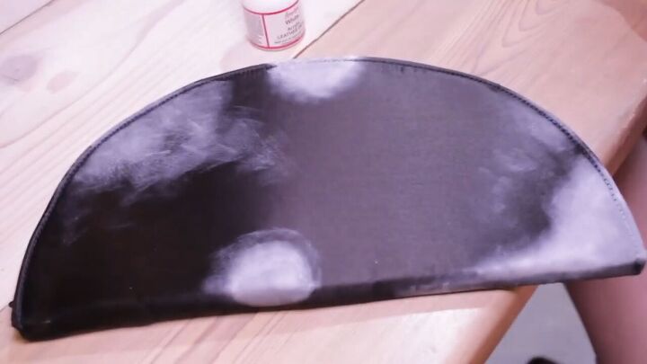 diy clutch painting how to make a glittering half moon design, Applying white acrylic paint with a sponge