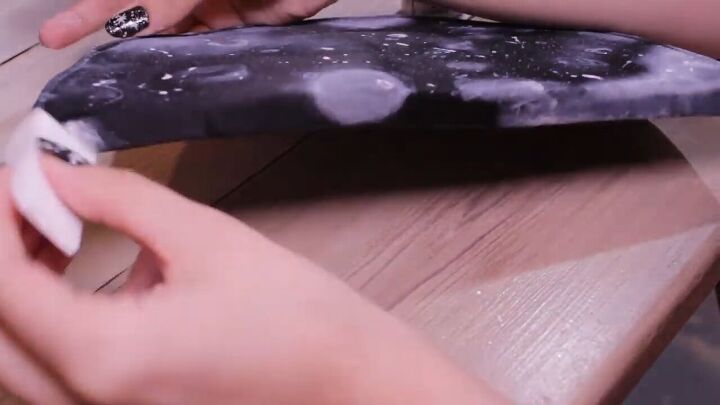 diy clutch painting how to make a glittering half moon design, Easy bag painting designs
