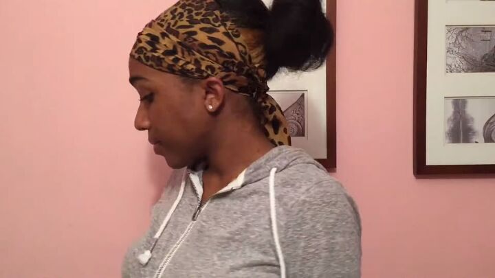 how to straighten natural hair effectively without heat damage, Tying hair up in a silk scarf