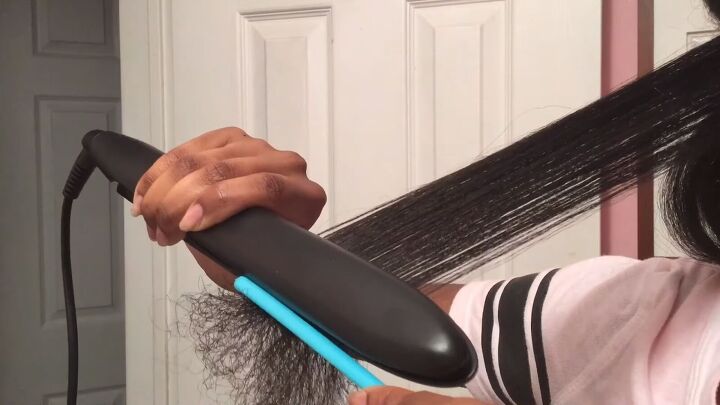 how to straighten natural hair effectively without heat damage, Chasing a comb with hair straighteners