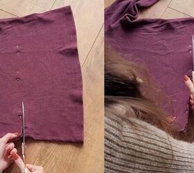 how to make your own cardigan mini dress from old men s clothes, Cropping the top