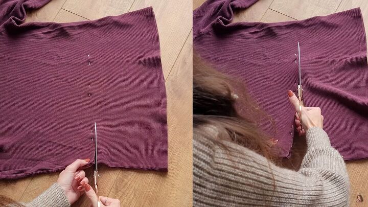 how to make your own cardigan mini dress from old men s clothes, Cropping the top