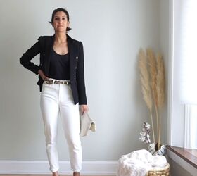 21 cute outfits with white jeans for this summer beyond, Night out black top and white jeans outfit