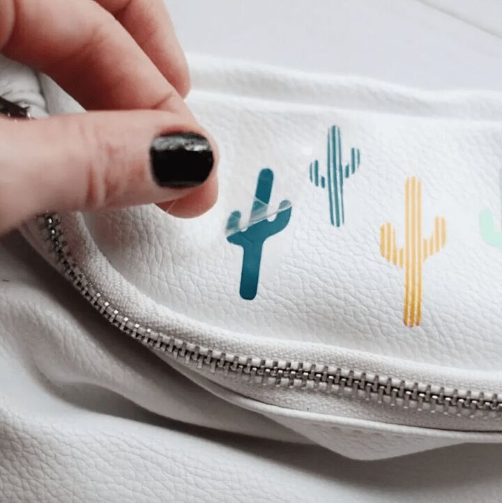 how to apply htv on an embellished leather fanny pack