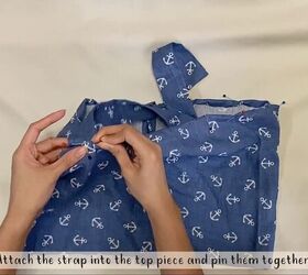 how to easily turn an oversized men s shirt into a pretty dress, Attaching the strap to the top