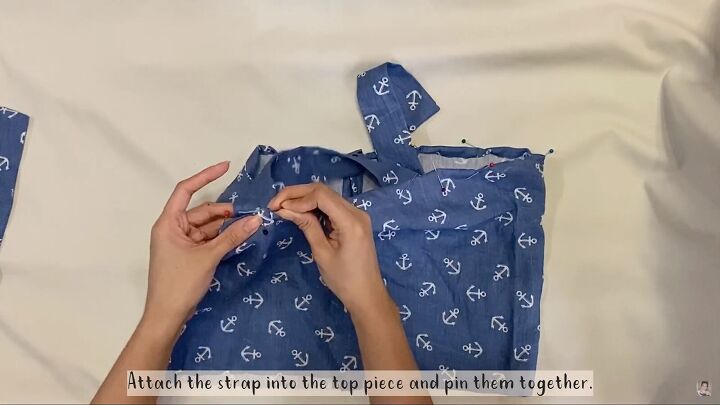 how to easily turn an oversized men s shirt into a pretty dress, Attaching the strap to the top
