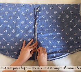 how to easily turn an oversized men s shirt into a pretty dress, Measuring the bottom of the shirt