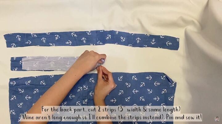 how to easily turn an oversized men s shirt into a pretty dress, Making the back waistband