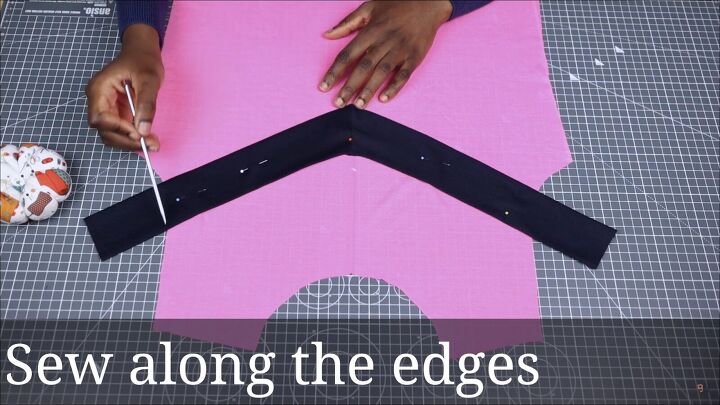 how to easily make a diy color block shirt with a simple v design, Where to sew a topstitch