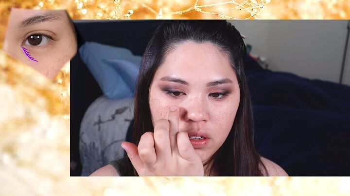 how to do your makeup to look like the glow look filter on tiktok, Applying undereye color corrector