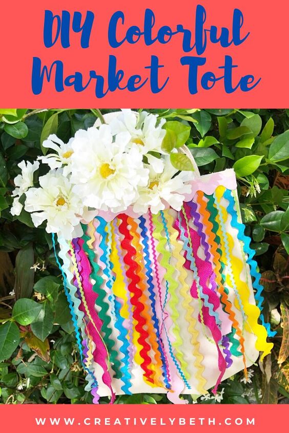 diy colorful market tote with rick rack fringe