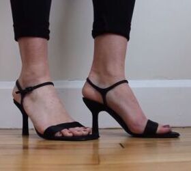 upgrade your strappy sandals with this easy fringe heels diy, Strappy heels before the DIY