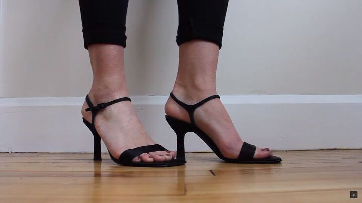 upgrade your strappy sandals with this easy fringe heels diy, Strappy heels before the DIY
