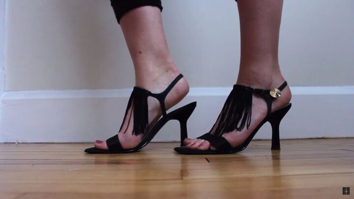upgrade your strappy sandals with this easy fringe heels diy, DIY fringe heels