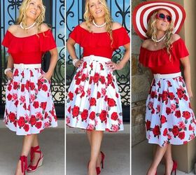 Styling Options for a Red Floral Skirt From Amazon