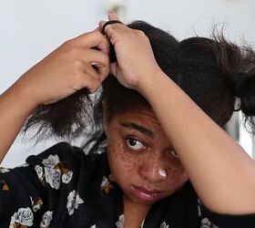 how to make a diy hair growth oil with only 2 ingredients, Sectioning the hair before application