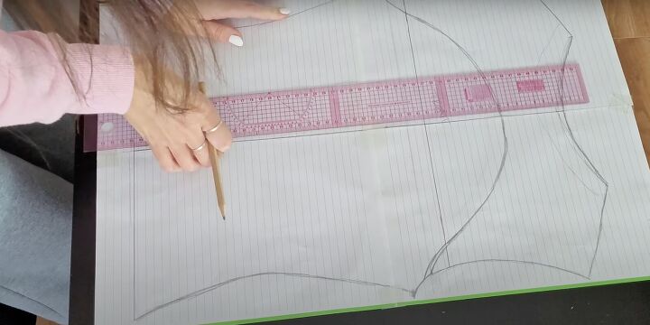 how to make a diy cut out top with long sleeves a turtleneck, Dividing the pattern in half