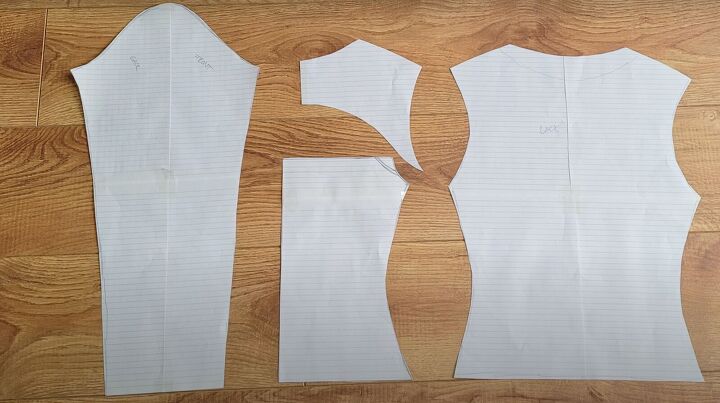 how to make a diy cut out top with long sleeves a turtleneck, Paper pattern pieces