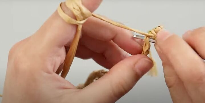 how to make a raffia bag from scratch using easy crochet techniques, Crocheting a raffia bag