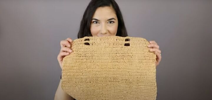 how to make a raffia bag from scratch using easy crochet techniques, Crocheted side panels for the bag