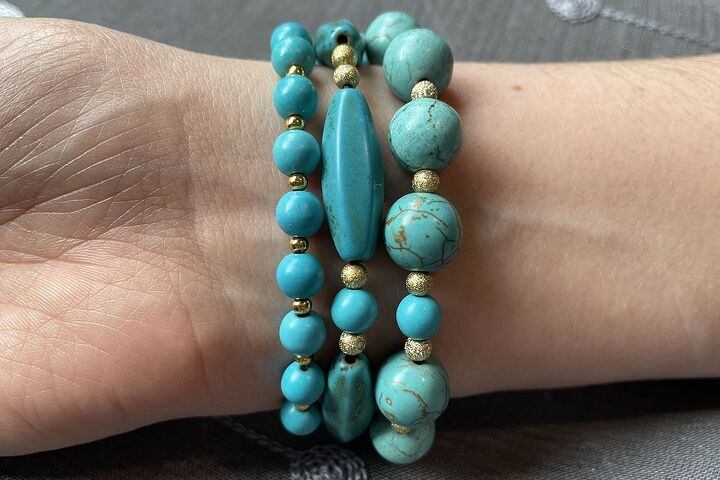 diy triple strand turquoise stretch bracelet