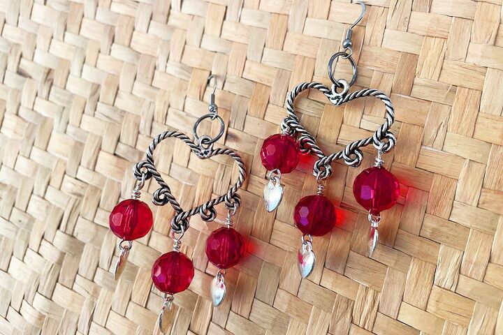 wire heart chandelier earrings