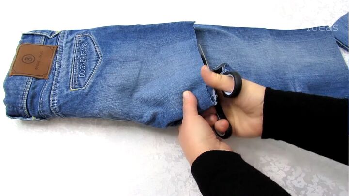 how to make 4 easy diy denim bags out of one pair of old jeans, DIY denim bag from jeans