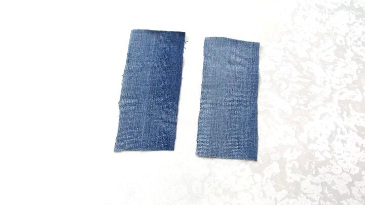 how to make 4 easy diy denim bags out of one pair of old jeans, creating the loops