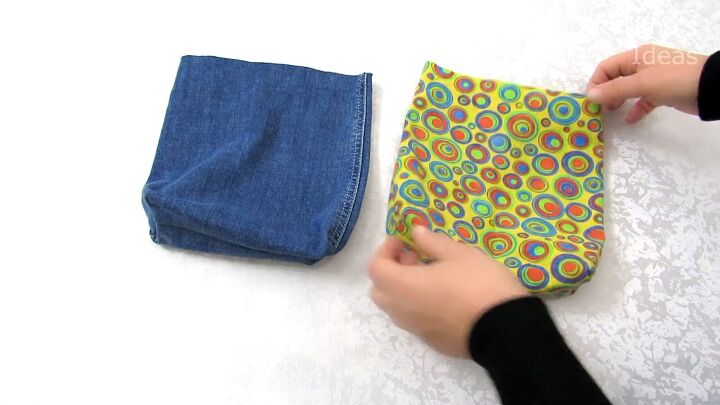 how to make 4 easy diy denim bags out of one pair of old jeans, creating the lining