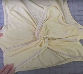 easy twist front crop top sewing pattern step by step tutorial, Hemming the crop top