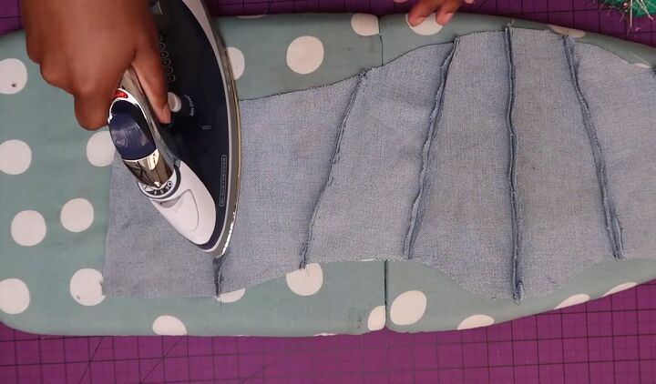 how to make an on trend diy corset belt out of old jeans, Pressing open the seams with an iron