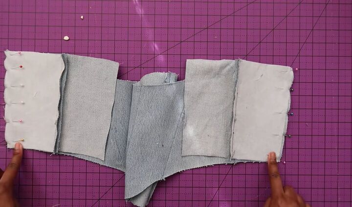 how to make an on trend diy corset belt out of old jeans, Attaching the interfacing to the bodice