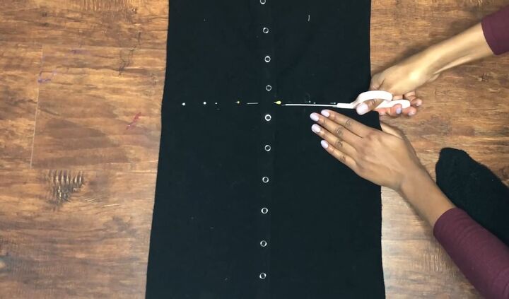how to make a dress into a two piece set in a few easy steps, Cutting the dress in half