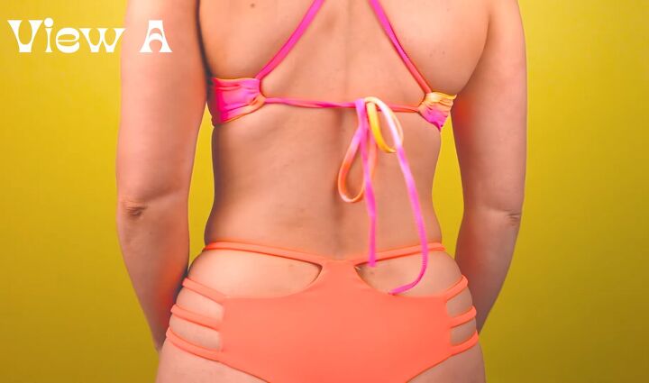 how to sew strappy bikini bottoms in 2 different styles, DIY strappy bikini bottoms from the back