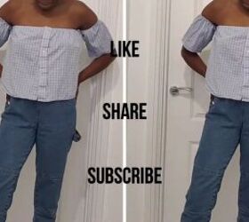 How to Cut a Shirt Into a Crop Top With a Cute Off-Shoulder Design