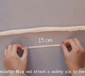 how to quickly easily sew diy mini scrunchies by hand, Measuring elastic for the mini scrunchie