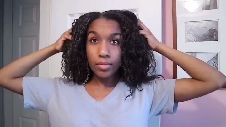 how to easily do a chic sleek low bun on natural hair, Washing hair out of the shower