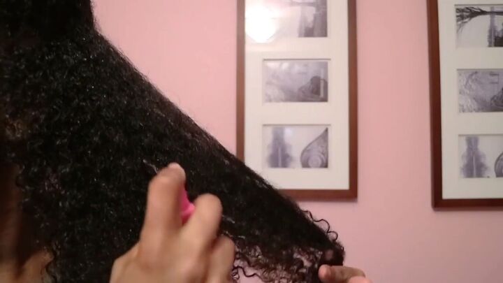 how to do a blowout on natural hair in 4 simple steps, Applying heat protectant to hair