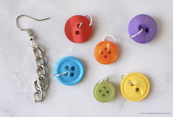 rainbow button earrings