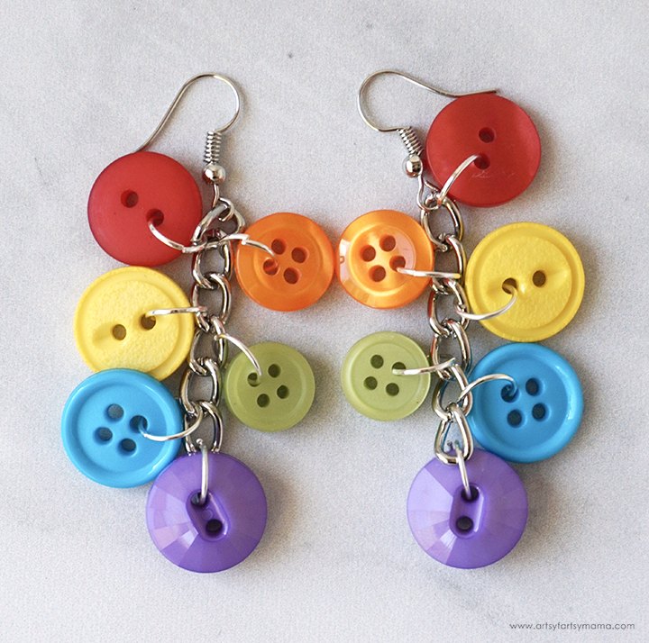 rainbow button earrings