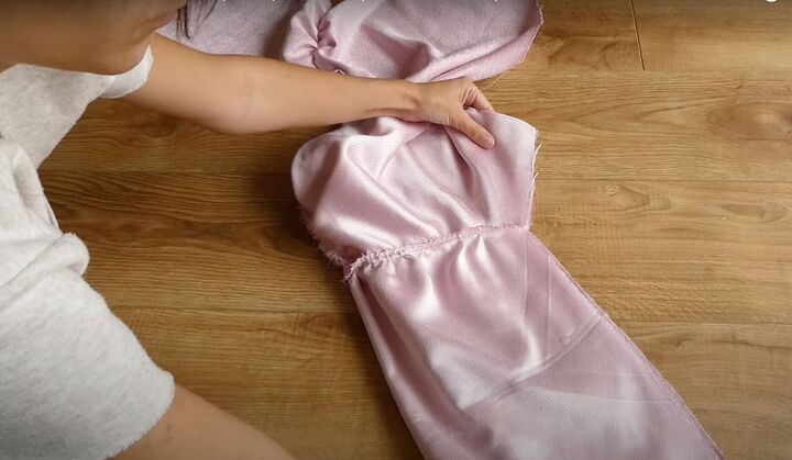 how to sew a dreamy diy ruffle dress out of old curtains, Sewing the sleeves