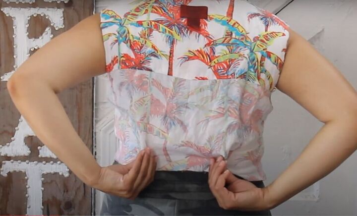 how to easily diy a men s shirt into a cute summer dress, Adding back darts