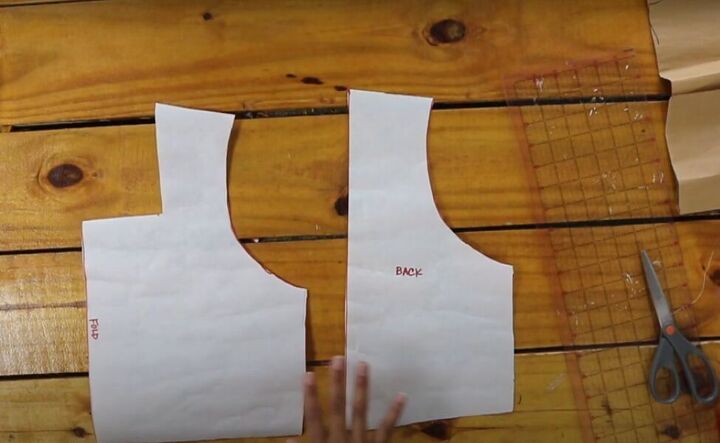 how to make a cute diy babydoll dress with a tie back, Cutting out the back piece