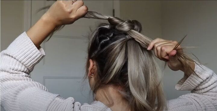 how to do a high bun wedding hair updo in 7 easy steps, High updo wedding hairstyle