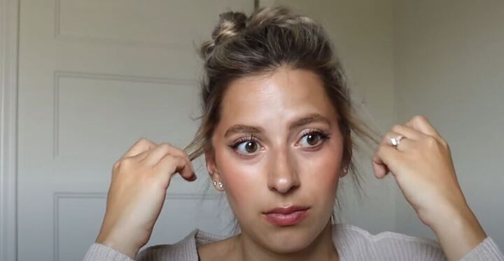 how to do a high bun wedding hair updo in 7 easy steps, Framing the face