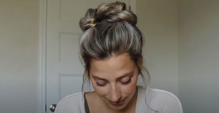 how to do a high bun wedding hair updo in 7 easy steps, Wedding hair updo from the front