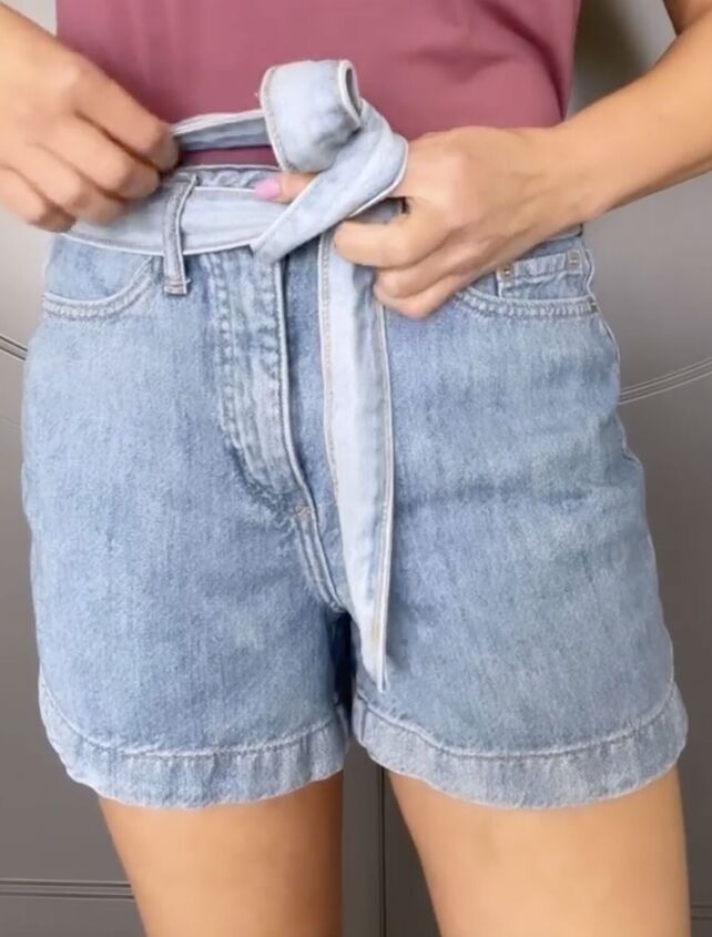 easiest way to tie paperbag shorts