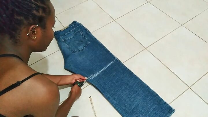 how to make a skirt from jeans in 4 easy steps, jeans to skirt