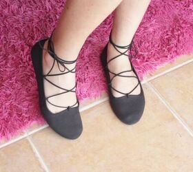 how to make stylish diy lace up ballet flats in 10 minutes, DIY lace up shoes