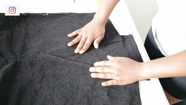 how to turn pants into a skirt easy diy corduroy skirt tutorial, Folding and pressing the seams